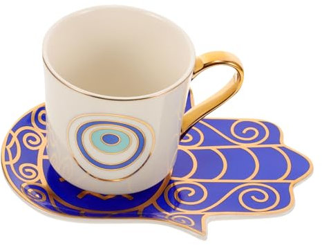 OKUMEYR Keramik-kaffeetasse Mit Untertasse Tasse Mit Bösem Blick Und Untertasse Schöne Milchtasse Retro-wassertasse Handgehaltene Teetasse Büro-teetasse Kaffeetasse Getränkebecher Haushalt