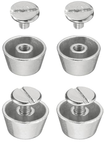 sourcing map 4 Set Rivets Stud Handbag Purse Feet 1/2 Flat Head Studs Screw Back Spikes Alloy Rivets Buckle Leathercraft for Leather Bag Totes Clothing DIY, Silver Tone