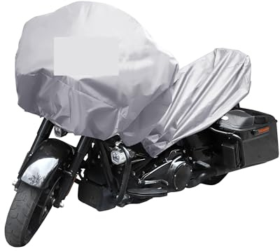 Motorradabdeckung Leichte Motorrad-Halbabdeckung, universeller Outdoor-UV-Schutz for die meisten Full-Dress-Touring-Cruiser-Motorräder(Sliver,XL)