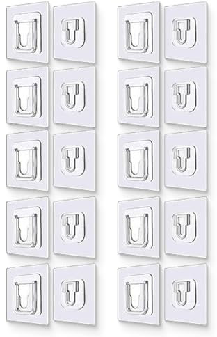 10 paia di ganci da parete a doppia faccia, ganci autoadesivi a doppia faccia, ganci adesivi trasparenti, ganci multifunzionali, impermeabili, resistenti all'olio, senza perforazione, rimovibili