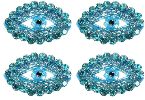 PATIKIL Augen Strass-Patches, 4 Stück Augen-Patches zum Aufnähen Strass-Applikationen Glitzer Kristall-Patches für Schuhe Kleidung Hosen Taschen Hüte Hemden, Blau