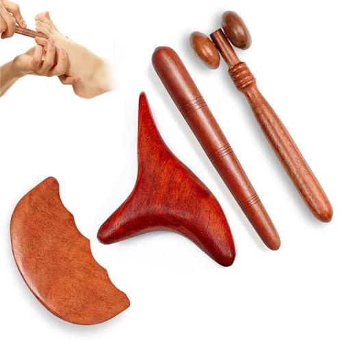 Eowppue Kit di Massaggiatori per Punti Trigger - Set di Attrezzi per Massaggio dei Piedi in Legno di Peral, Ideale per Un'Esperienza di Massaggio Rilassante ed Efficace