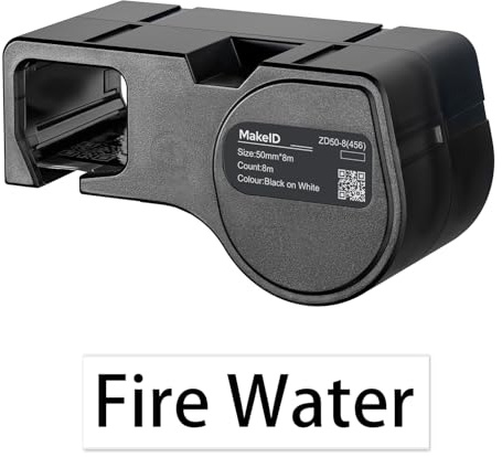 MakeID Etichette PET per Stampante di Etichette Industriale D50 – Nero su Bianco, 50 mm x 8 m, uso interno/esterno, sicurezza, tracciabilità beni, etichettatura elettrica