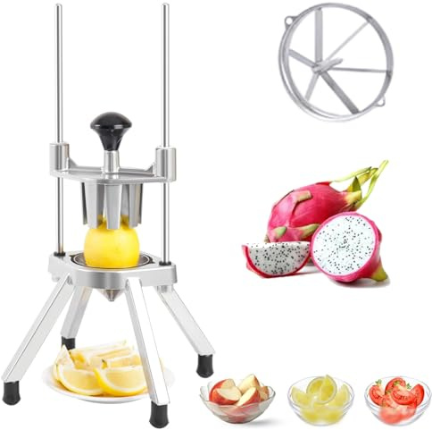 Coupe-citron commercial, coupe-citron avec deux 6 ou 8 quartiers, coupe-citron en acier inoxydable, coupe-fruits, coupe-citron, coupe-citron for fruits et légumes(8-Section)