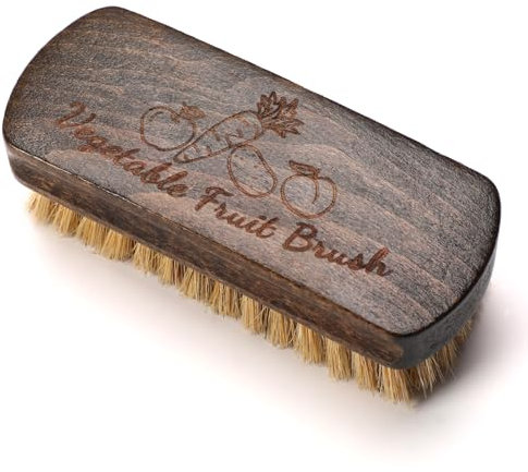 SEPGLITTER Spazzola per verdure, spazzola per patate, carote, cetrioli e frutta, manico in legno marrone, 2 pezzi