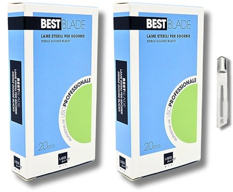 Lame Sgorbia per Podologia Best Blade – 40 Lame Sterili Monouso (2 Confezioni da 20) Professionali per Pedicure, Rimozione Calli e Cura Piedi (Size 6)