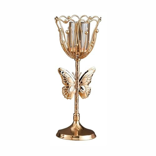 Kerzenhalter, Dekor, Kerzenhalter aus Gusseisen, 11,5 x 11,5 x 38,5 cm, eleganter Kandelaber für Heimdekoration, Kerzenhalter, Dekoration, Einweihungsgeschenk, neues Zuhause