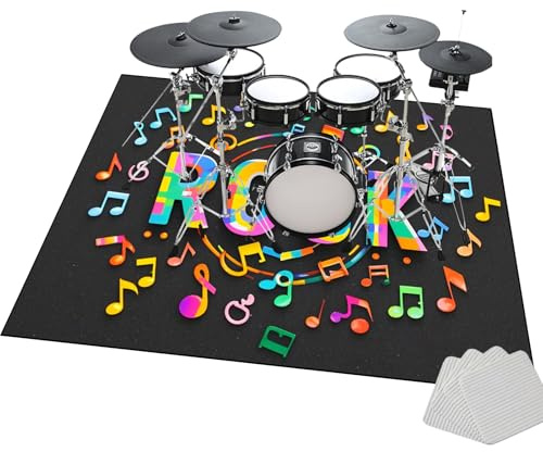 JaevKwzy Tappetino per Batteria Antiscivolo, Tappetino per Tamburo insonorizzato, Tappetino Professionale Jazz, Insonorizzato Tappeto Drum Carpet, 140 x 120 cm Tappeto per Tamburo a Percussione