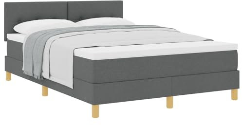 vidaXL Boxspring-säng med madrass Mörkgrå 160x200 cm Tyg