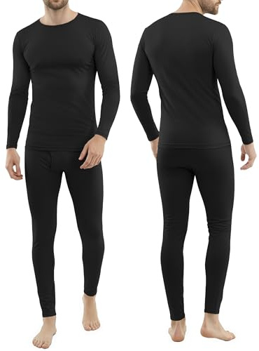 Men's Thermal Underwear Set Soft Long Johns Base Layer, Small, Black | 4-Way Stretch, Mens Long Johns Set, Breathable, Stretch Fit, Warm Layer for Cold Weather, Comfortable & Easy Care