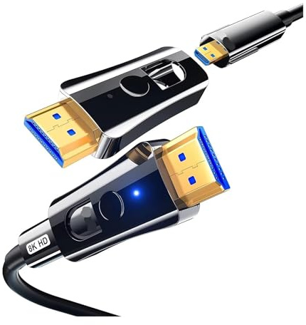 Cable De Fibra Óptica HDMI, Adaptador Desmontable Micro Doble Cabezal, TV Tubería 8K A 60 Hz, 4K A 120 HDR EARC For HDTV PS5(8K 2.1 Version,100m)