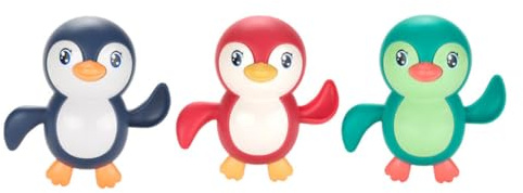 FIXOSHEE 3Pcs Wind-up Penguin Bath Bright Colorful Pool for Swimming and Water Play Enhances Hand-eye Coordination with Cute Cartoon Design