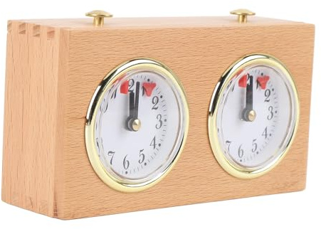 KIMISS Schachtimeruhr - Analoge Hölzerne Schachuhr für die Konkurrenzgebrauch - Mechanische Timer mit Hoher Genauigkeit für EIN Klassisches Spielspiel