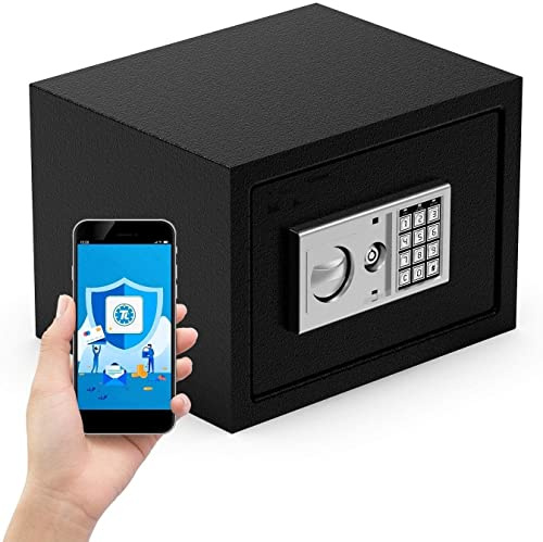 CLSDRZC Feuerfester wasserdichter Schrank Smart | Montierbares WLAN mit App- und Manipulationswarnungen | 0,75 Fuß. Würfelförmige Tasten mit hoher Kapazität, Haltbarkeit in Flugzeugqualität und