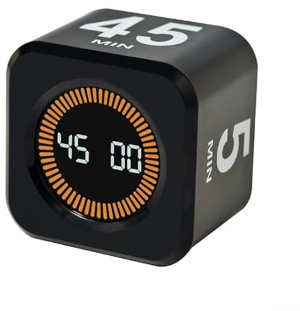Temporizador visual LED con sensor de gravedad para gestión, temporizador de cuenta regresiva de 60 minutos con carga tipo C, 4 grupos de memoria, función de silencio, negro