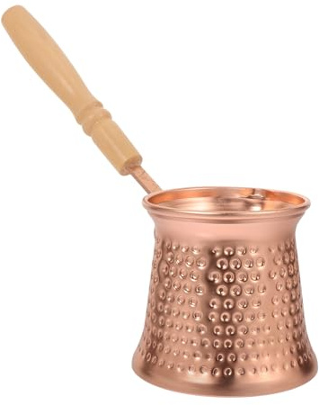 DECHOUS Cafetera Turca de Cobre con Mango de Madera Anti-quemaduras Jarra Multiusos para Café Espresso y Calentamiento de Leche Tradicional Diseño Árabe para Cocina Doméstica