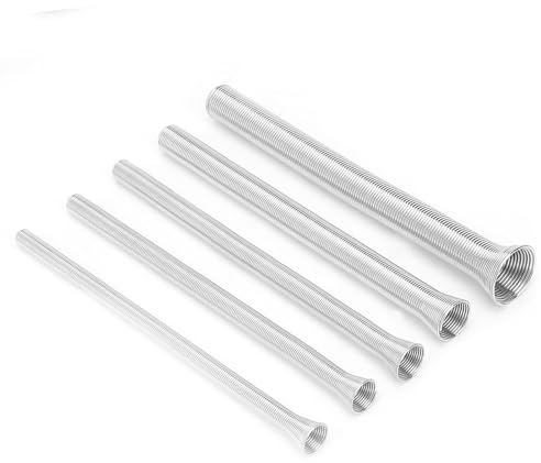 Set piegatubi per tubi a molla, 5 in 1 Tubo per molle in acciaio elastico 1/4, 5/16, 3/8, 1/2 e 5/8 pollici Utensili per piegare cavi elettrici in PVC Piegatubi per molle di