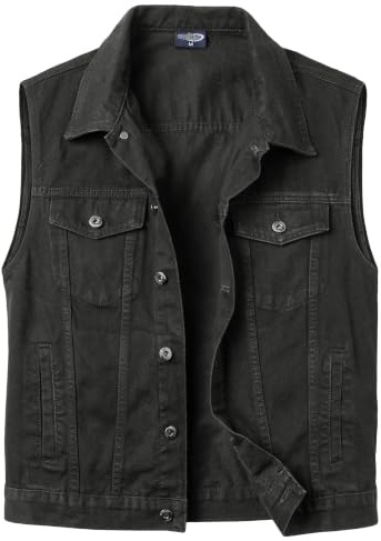 SUSHIMIAN Veste en Jean Sans Manche Homme Biker Gilet Multipoches Motard Gilet en Jean
