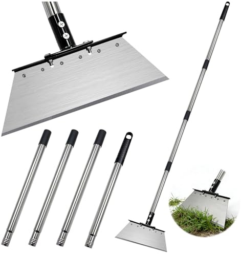 165CM Pelle de Nettoyage Multifonctionnelle avec Poignée D'extension en Acier Inoxydable Pelle Nettoyage Extérieur Jardin Longueur Réglable Grattoir Jardinage Desherbage pour aux Jardins Terrasses