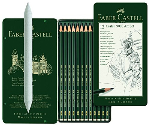 Faber-Castell 119065 - Bleistift CASTELL 9000, 12er Set Art Set, Inhalt 8B - 2H im Set 122780
