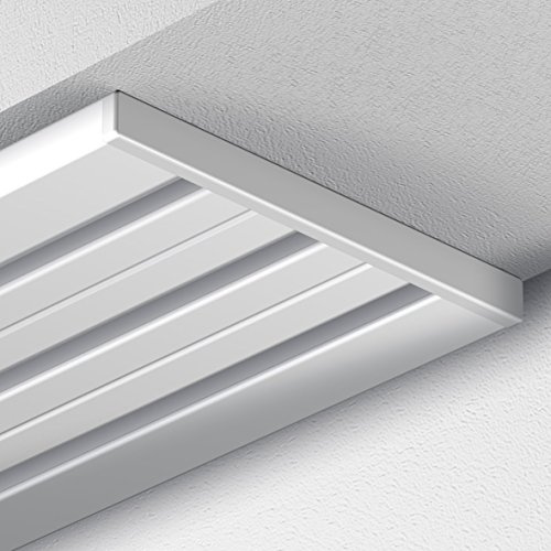 Garduna 120cm Vorhangschiene Gardinenschiene | Aluminium | weiss | glatte glänzende Oberfläche | 4-läufig oder 3-läufig | Flächenvorhangschiene | Wendeschiene