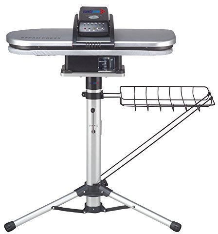 Pressa da Stiro a Vapore Ferro Argento PSP202S di Speedypress con Telescopico Regolabile in Altezza Stirare da Tavolo Supporto (+ GRATIS Copriasse Extra e Fondo in Schiuma RRP 45 € + Altri Accessori)