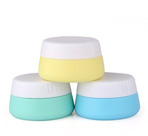 Songlela Portable Silicone Cosmétique Vide Pot, Bocal de Voyage Crème Baume Maquillage Récipient de Shampooing Cas, Boîte en Silicone sans BPA, Approuvé par la TSA, sans BPA - 3 Pièces 10 ML