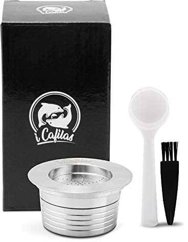 i Cafilas Refillable Reusable Coffee Capsules, for Lavazza Espresso Point Capsules Lavazza Blue Coffee Pods Stainless Steel with 1 Spoon 1 Brush (for Lavazza Blue)