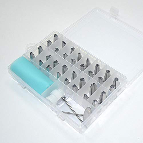 LAURUSQ 32 Pcs/Set Stainless Steel Pastry Tubes Piping Storage Box Baking Tools Cakes Nozzles Decoration Baking Set Kitchen