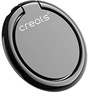 Creols® Premium Handy Ring Smartphone Halter, Fingerhalter, Halterung für alle Mobiltelefone, aus Metall, Creols-018 (Black)