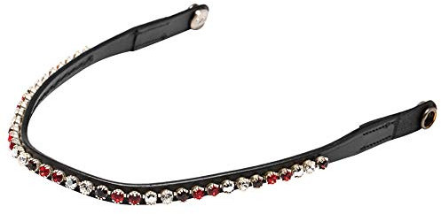 PresTeq Stirnriemen ShineBright für Trense FaySport echte Swarovski-Kristalle (Warmblut, Schwarz/Burgund)