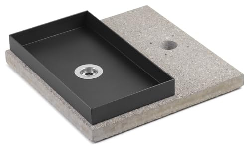 Base avec bac pour fontaines avec petite virole 40 x 40 x 5 cm en béton Belfer 42/BSE/6 Anthracite