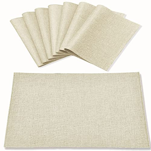 Rinpon Lot de 8 Sets de Table résistants à la Chaleur, Pas de Repassage, infroissables, lavables en Machine, passent au sèche-Linge, Sets de Table antidérapants (Beige)