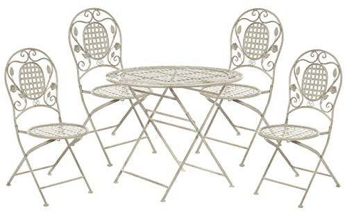 Garten Bistro Set Balkon Terasse 4er cremeweiß zusammenklappbar Bivio