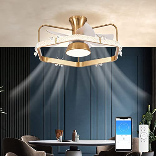 0℃ Outdoor LED Ceiling Fan with Light, 3 Colour Changeable Ceiling Fan Lights with Remote Control and APP Control, Adjustable Speed, for Children's Room Bedroom, Living Room, Kitchen,Hexagon style2