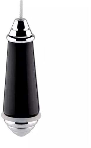 Ceramic Light Cord Pull | Puller Chrome Finish Black Porcelain | Traditional Victorian Style Blind Bathroom Weight