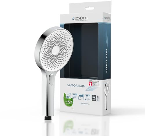SCHÜTTE Handbrause SAMOA RAIN | Samtstrahl-Technologie | Duschkopf mit über 300 Düsen | 3 einstellbare Strahlarten | Brausekopf Antikalk für die Dusche | Weiß