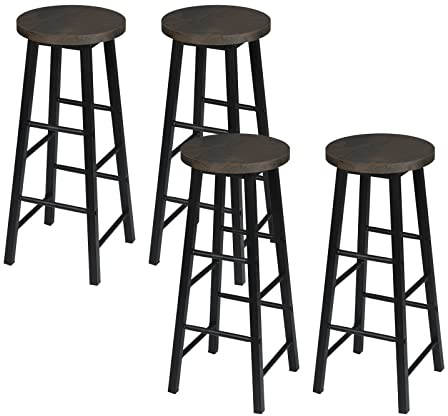 WOLTU Barhocker 4er Set, 71 cm Hohe, Industriestil, Schwarz+Rostfarbe | Barstuhl mit Fußstütze, Stabilem Metallgestell, Einfache Montage, für Küche, Bartheke und Esszimmer