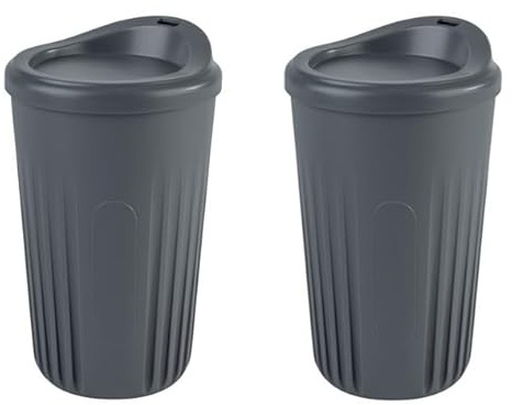 APS 67553 Mehrwegbecher Set To Go, 2 Becher + 2 Deckel, 400 ml, Polypropylen, anthrazit