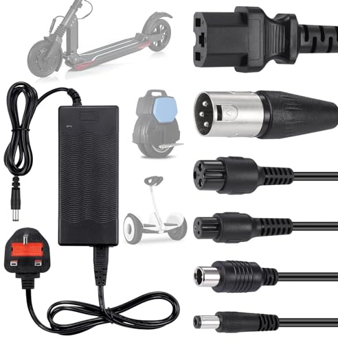 JIZZU 42V 2A Electric Scooter Charger, Hoverboard Charger with 6 Connectors