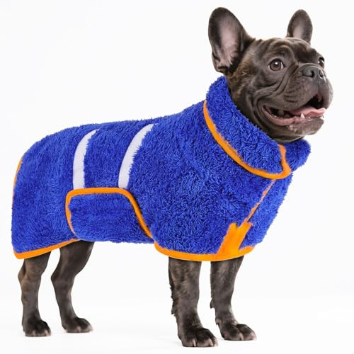 Bienbee Dog Bathrobe, Quick Drying Super Absorbent Dog Robes for After Bath, Warm Keeping Dogs Towel, Dogs Bath Supplies, Dark Blue M