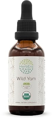 HerbEra Wild Yam B60 USDA Organic Tincture | Alcohol-Free Extract, High-Potency Herbal Drops | Certified Organic Wild Yam (Dioscorea Villosa) Dried Root (2 oz)