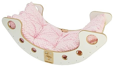 Skyline Kletterbogen mit Kissen Baby Kleinkind Kinder ab 1 Jahr Indoor Klettern Montessori Klettergerüst Holz Wippe Balancewippe Kletterdreieck Kletterwippe Holzwippe Kletterling Holzbogen M Rose