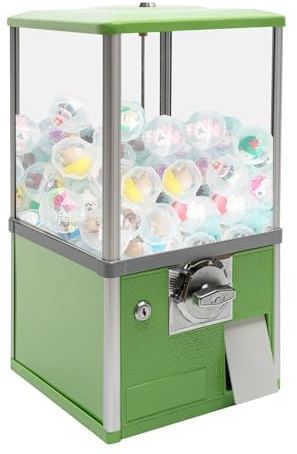 MhdunueSK Gumball Machine,Vending Machines for Business,1.77-1.97Inch Ball Diameter,800 Coin Bank Capacity,4 25 Cent Coins,Vending Machine for Selling Capsule Toys Candies (Green)