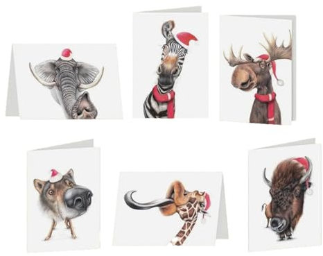 Onlynery Weihnachtskarten-Bastelarbeiten,6 glänzende Mehrzweck-Grußkarten mit lebendigen Tierbildern | Festivalgeschenke für Geburtstag, Abschlussfeier, Valentinstag, Weihnachten, Erntedankfest