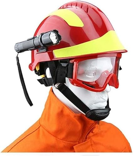 Industrieller Schutzhelm, Bau-Schutzhelm, Harte Hüte ABS-Helm mit Taschenlampe Brille Leicht zu zerlegen Reflektierendes Streifen-Design Top Vent Design Rettung Implementierung Baustelle Sicherheit