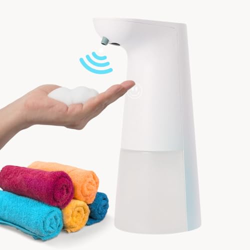 Touchless Automatic Foaming Soap Pump Dispenser Sensor Liquid Soap Dispenser Hand Sanitizer Automatic Foaming Soap Dispenser Hand Free Automatic Kitchen Dispenser Battery Operated 8.45 fl oz.