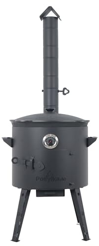 Utschak Uchag Feuerofen Ø 40 cm 2 mm Stahl mit Usbekische Kazan 12 L flacher Boden Казан Учаг Kasan Asia (Set 1)