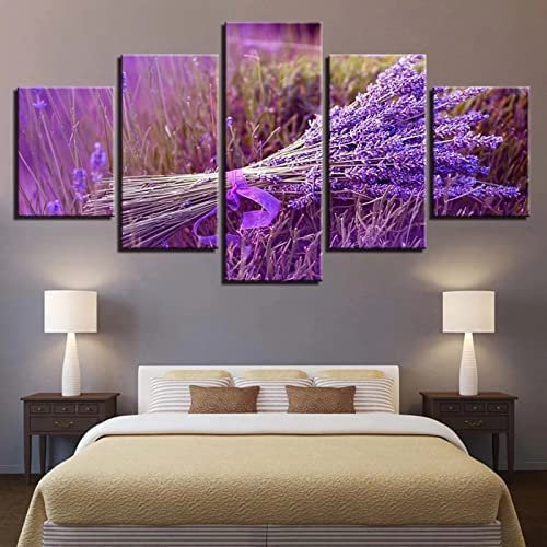 Leinwand Wandkunst Bild 5 Stück Lavendel Pflanzen Mit Rahmen 200 X 100 Cm Leinwanddrucke Kunstdrucke Dekoration Kunstwerk Moderne Bilder Für Home Dekorationen Wohnzimmer Kinderzimmer Schlafzimmer