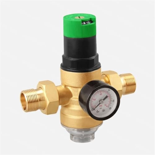Druckminderer Wasser Einstellbares Druckminderventil mit Manometer, Druckregelventil, Druckregelventil for Wasser/Öl/Gas DN15 DN20 (Size : DN20)